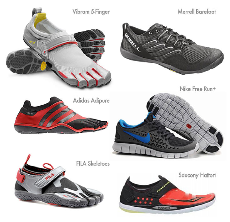 The range of shoes available for bare foot running