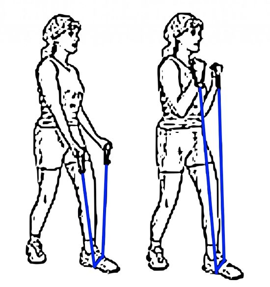 Good exercise for the arms using resistance bands