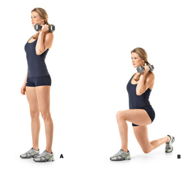 Dumbbell Offset Reverse Lunge Conditioning Exercise Using Hand Weights