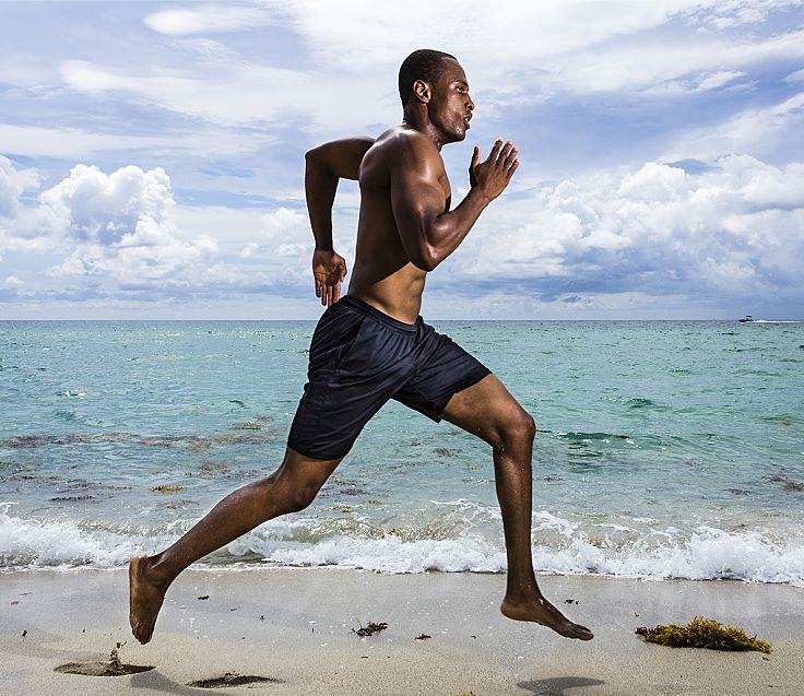 Barefoot running is just perfect at the beach 