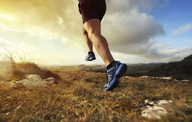 Running on mountain tracks requires good shoes and a flexible gait to absorb the variations in the surfaces