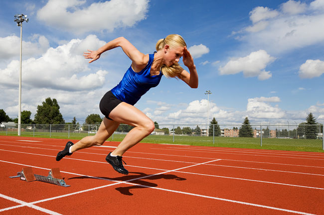 Running on the track requires special shoes