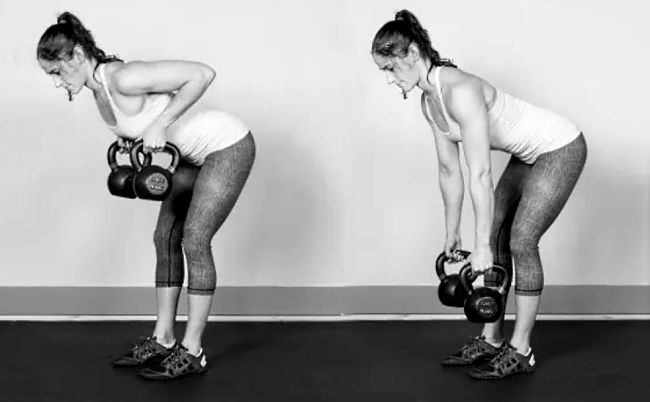 Two-Arm Kettlebell Row Exercise