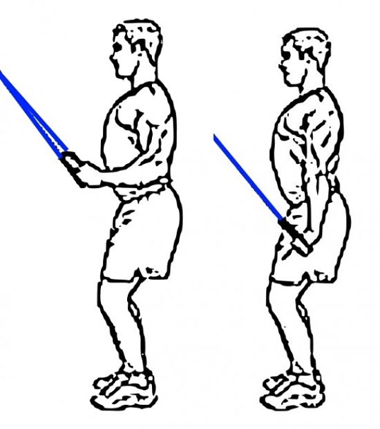 Simple arm exercise using resistance bands and a secure attachment point