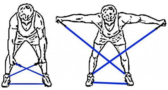 A good exercise for the shoulders. Bending the back at the same time adds to the benefit for the torso and back.