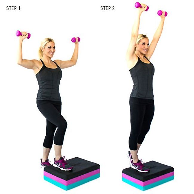 Dumbbell Step-Up Conditioning Exercise Using Hand Weights
